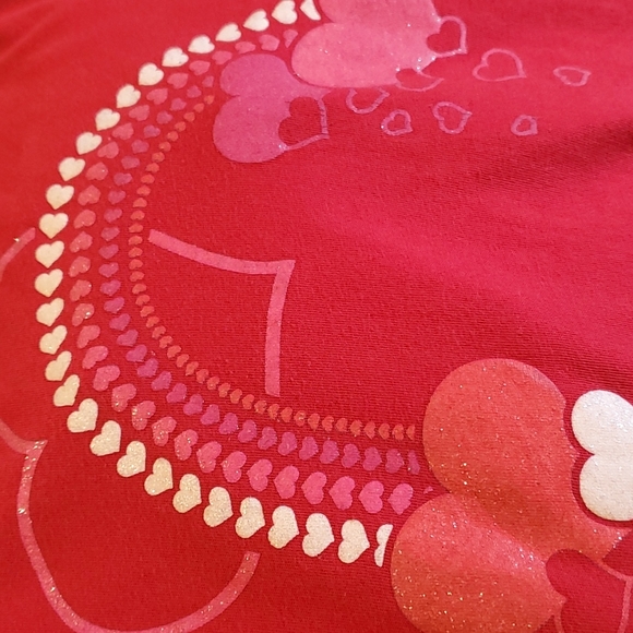 Girls 6x Greendog Red Long Sleeve Ruffled Crewneck with Sparkly Hearts - Picture 3 of 3